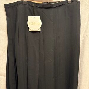 NWT CHLOE BLK ACCORDION Style BLK LONG WRAP AROUND SKIRT Women's Skirt XL/42